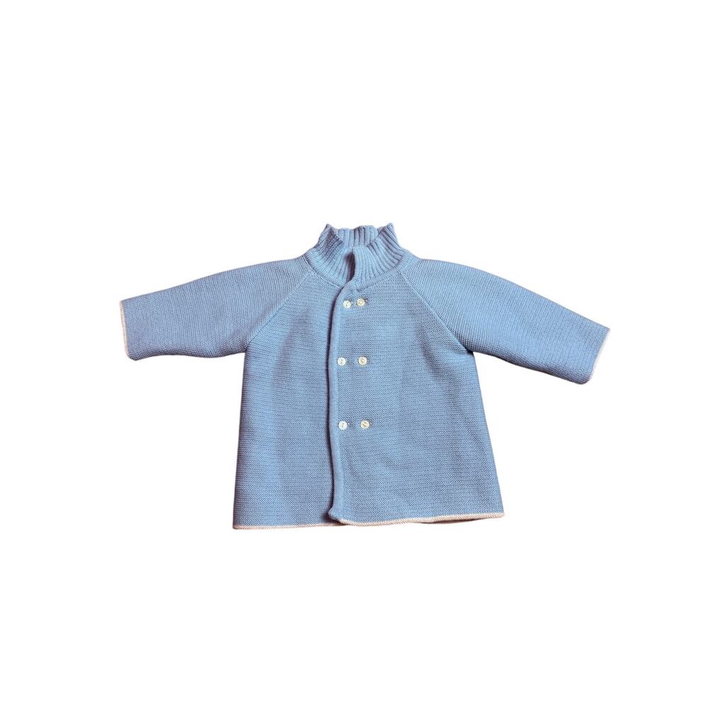 Neiman Marcus Baby Boy Blue Wool Blend Double Breasted Cardigan Sweater Italy